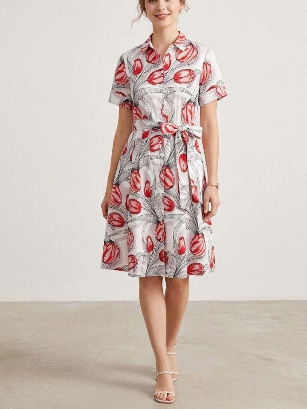 Brooks Brothers Cotton Tulip Shirtdress Belted Size 4 Feminine Cottagecore